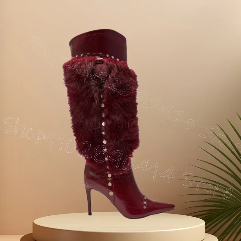 Burgandy Fur Rivets Design Pointed Toe Boots Slip On Women Shoes Thin High Heels Party Banquet Dating 2025 Zapatos Para Mujere
Burgandy Fur Rivets Design Pointed Toe Boots Slip On Women Shoes Thin High Heels Party Banquet Dating 2025 Zapatos Para Mujere
