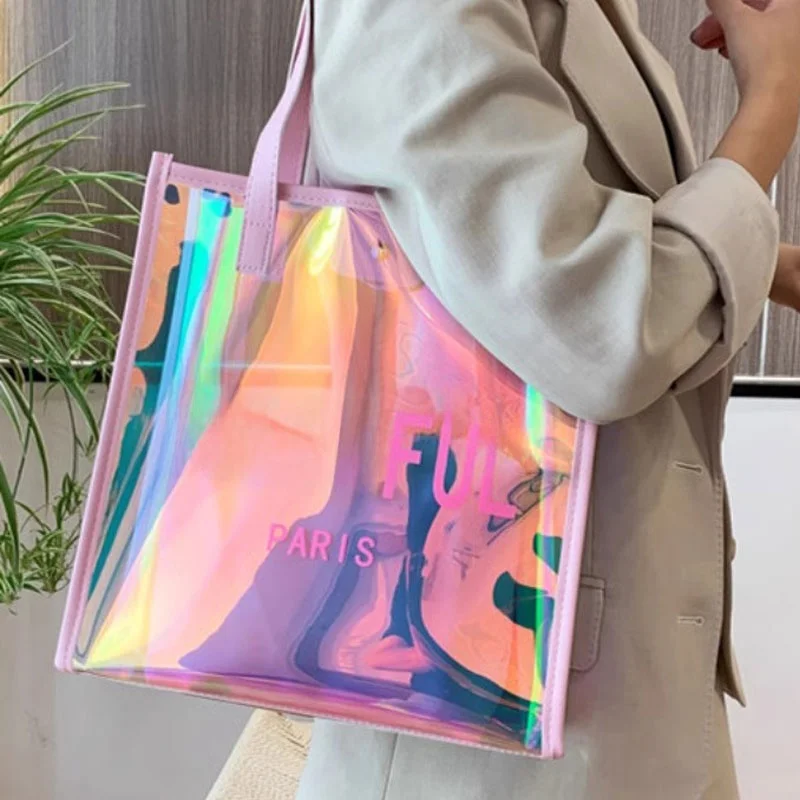 Пляжная сумка из ПВХ с лазерной резкой, большая сумка Capaci oulder, прозрачная летняя пляжная сумка Vaion op, молодежная повседневная сумка-тоут
Пляжная сумка из ПВХ с лазерной резкой, большая сумка Capaci oulder, прозрачная летняя пляжная сумка Vaion op, молодежная повседневная сумка-тоут