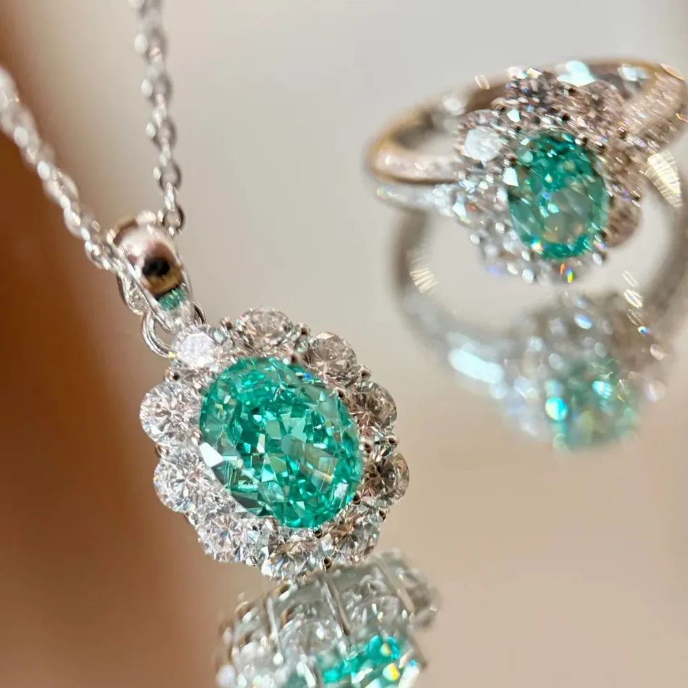 Diamonds Crystal Paraiba Gemstones Pendant Necklace Woman White Gold Silver 925 High Grade Romantic Jewelry Sets Accessory Gifts
Diamonds Crystal Paraiba Gemstones Pendant Necklace Woman White Gold Silver 925 High Grade Romantic Jewelry Sets Accessory Gifts