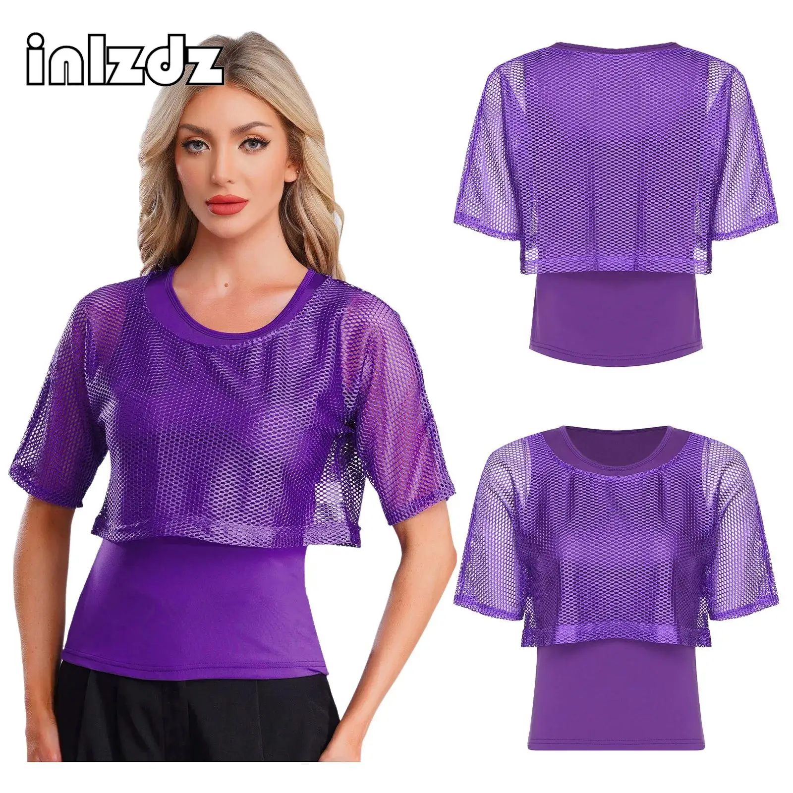 Women 80s Rave Disco 2-piece T-shirt Top Short Sleeve Off Shoulder Fishnet Crop T-shirt And Basic Tank Tops Dance Party Clubwear
Women 80s Rave Disco 2-piece T-shirt Top Short Sleeve Off Shoulder Fishnet Crop T-shirt And Basic Tank Tops Dance Party Clubwear