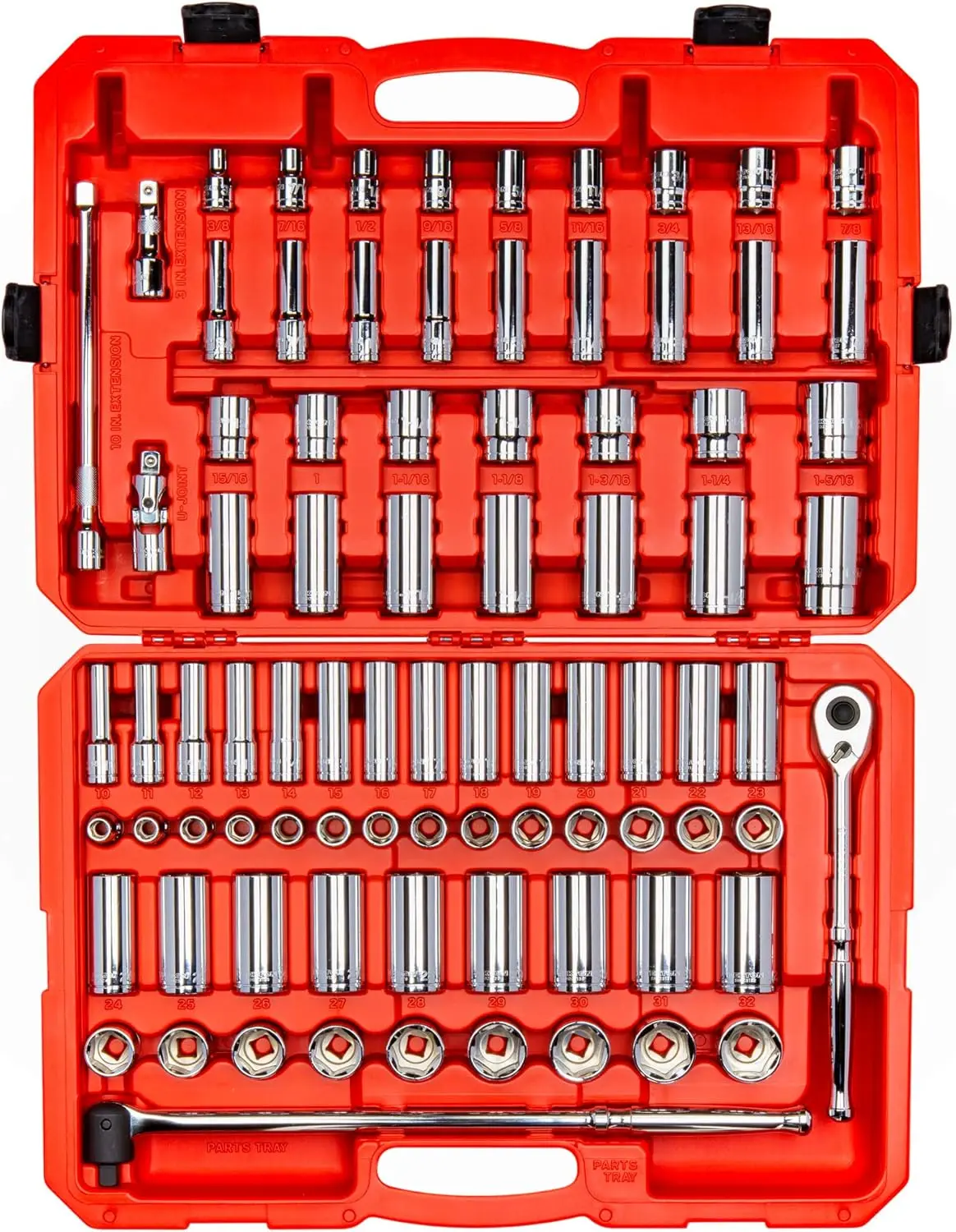 1/2 Inch Drive 6-Point Socket and Ratchet Set, 83-Piece (3/8 - 1-5/16 in., 10-32 mm) | SKT25302
1/2 Inch Drive 6-Point Socket and Ratchet Set, 83-Piece (3/8 - 1-5/16 in., 10-32 mm) | SKT25302