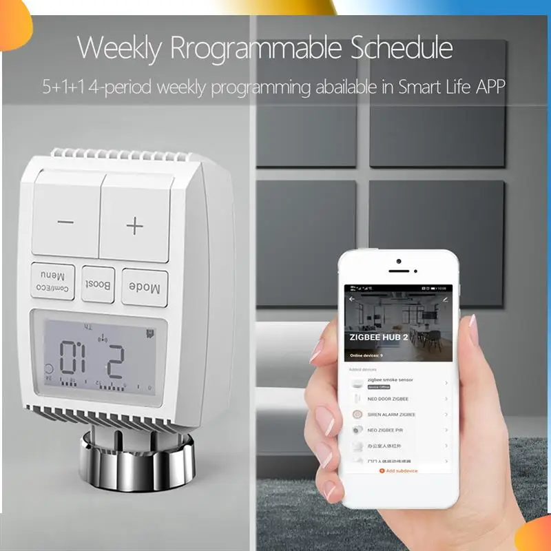 B48A Tuya Smart Zigbee привод радиатора TRV программируемый термостатический клапан радиатора приложение дистанционный регулятор температуры легко
B48A Tuya Smart Zigbee привод радиатора TRV программируемый термостатический клапан радиатора приложение дистанционный регулятор температуры легко