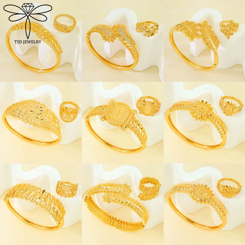 Dubai 24k Gold Jewelry Set Arabic Muslim Fashion Arabesque Open Bangles Ring Algeria Women Bridal Vintage Wedding Jewelrys
Dubai 24k Gold Jewelry Set Arabic Muslim Fashion Arabesque Open Bangles Ring Algeria Women Bridal Vintage Wedding Jewelrys