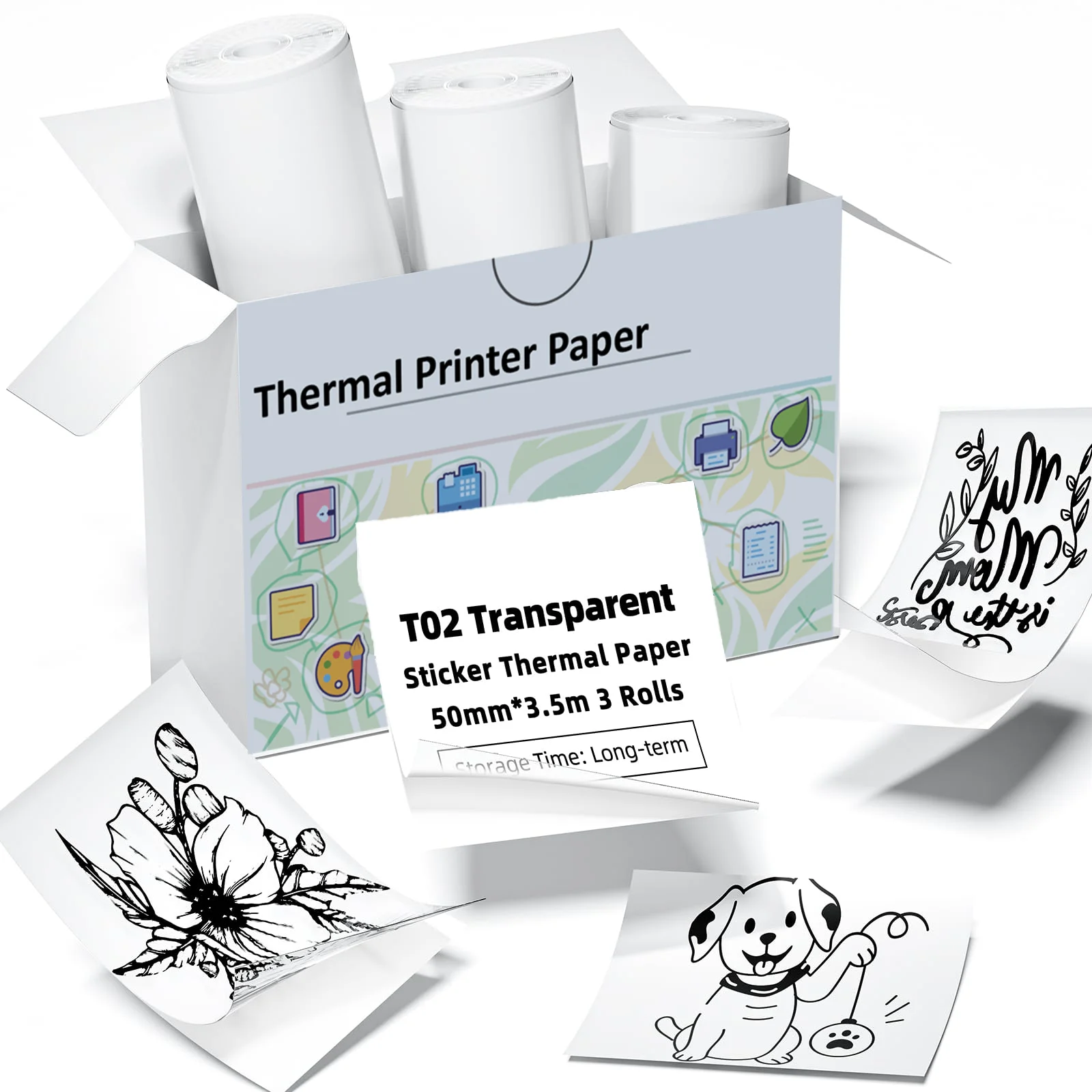 Thermal Paper Transparent Sticker For Peripage/Memoking M02/T02 Mini Printer for Journal Photo Text Notes 53mm
Thermal Paper Transparent Sticker For Peripage/Memoking M02/T02 Mini Printer for Journal Photo Text Notes 53mm