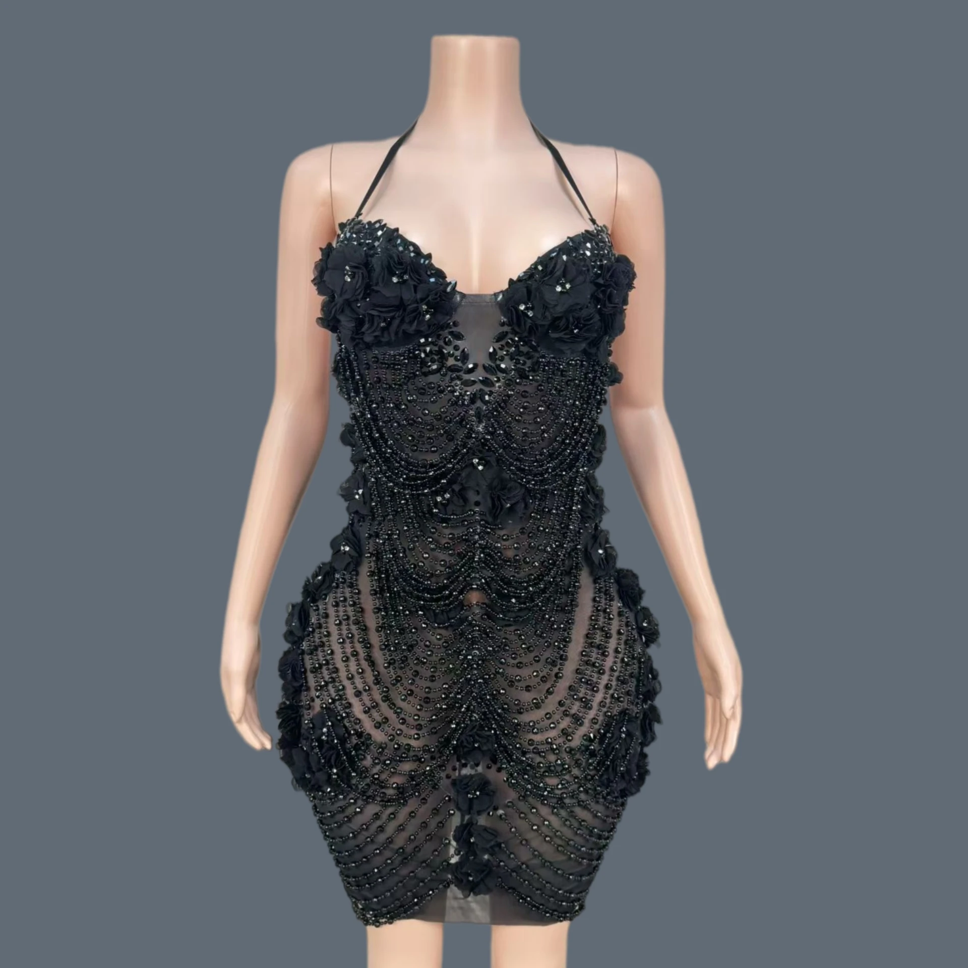 Women Attractive Elegant Mini Dress Flower Pearls Chains Elegant Night Club Party Dance Birthday Party Outfit Prom Dress Hualei
Women Attractive Elegant Mini Dress Flower Pearls Chains Elegant Night Club Party Dance Birthday Party Outfit Prom Dress Hualei