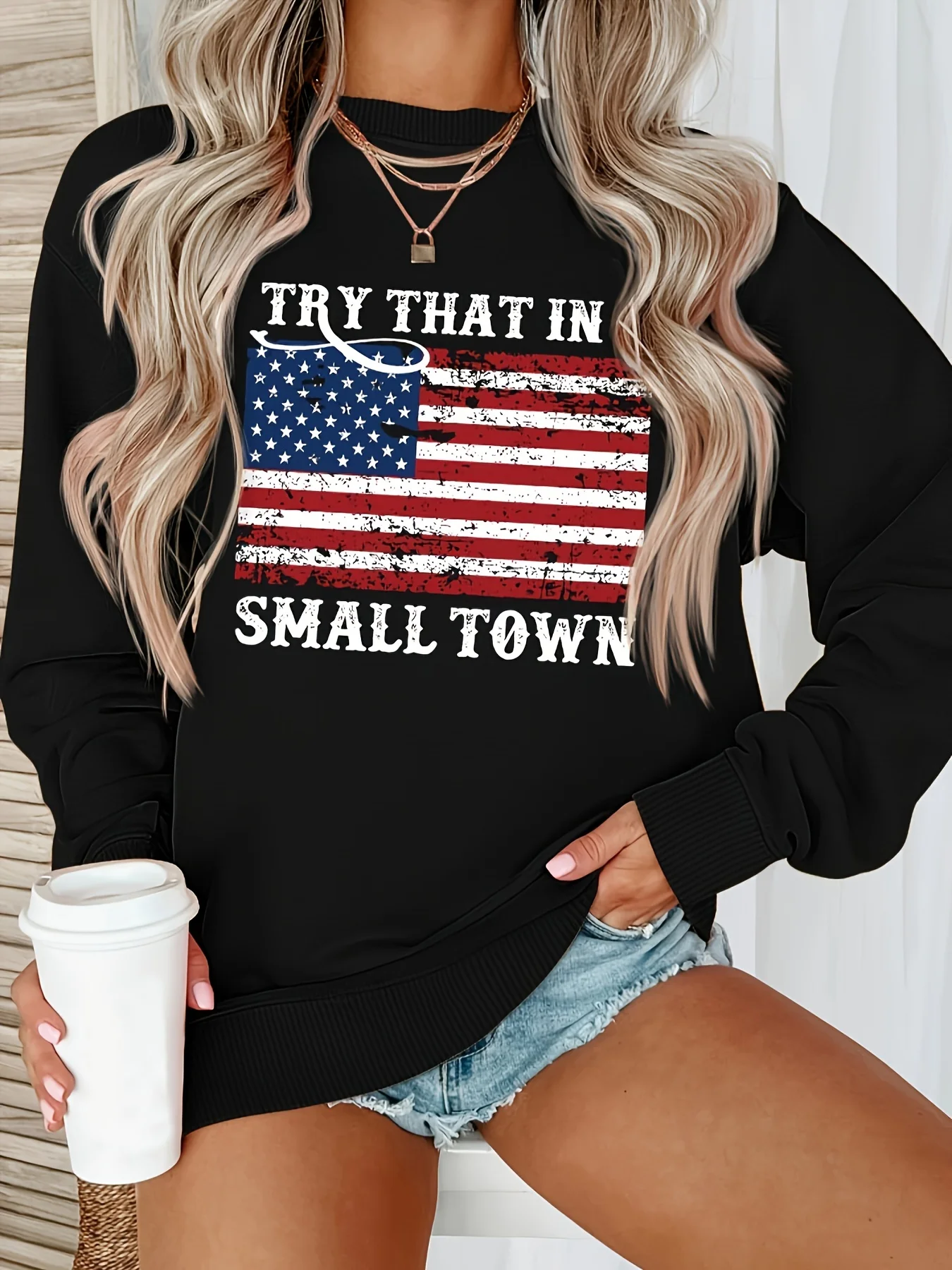 American Flag and Slogan Pattern Sweatshirt Casual Long-sleeved Crew Neck Sweatshirt Fall and Winter Women's Wear Cotton Hoodies
American Flag and Slogan Pattern Sweatshirt Casual Long-sleeved Crew Neck Sweatshirt Fall and Winter Women's Wear Cotton Hoodies