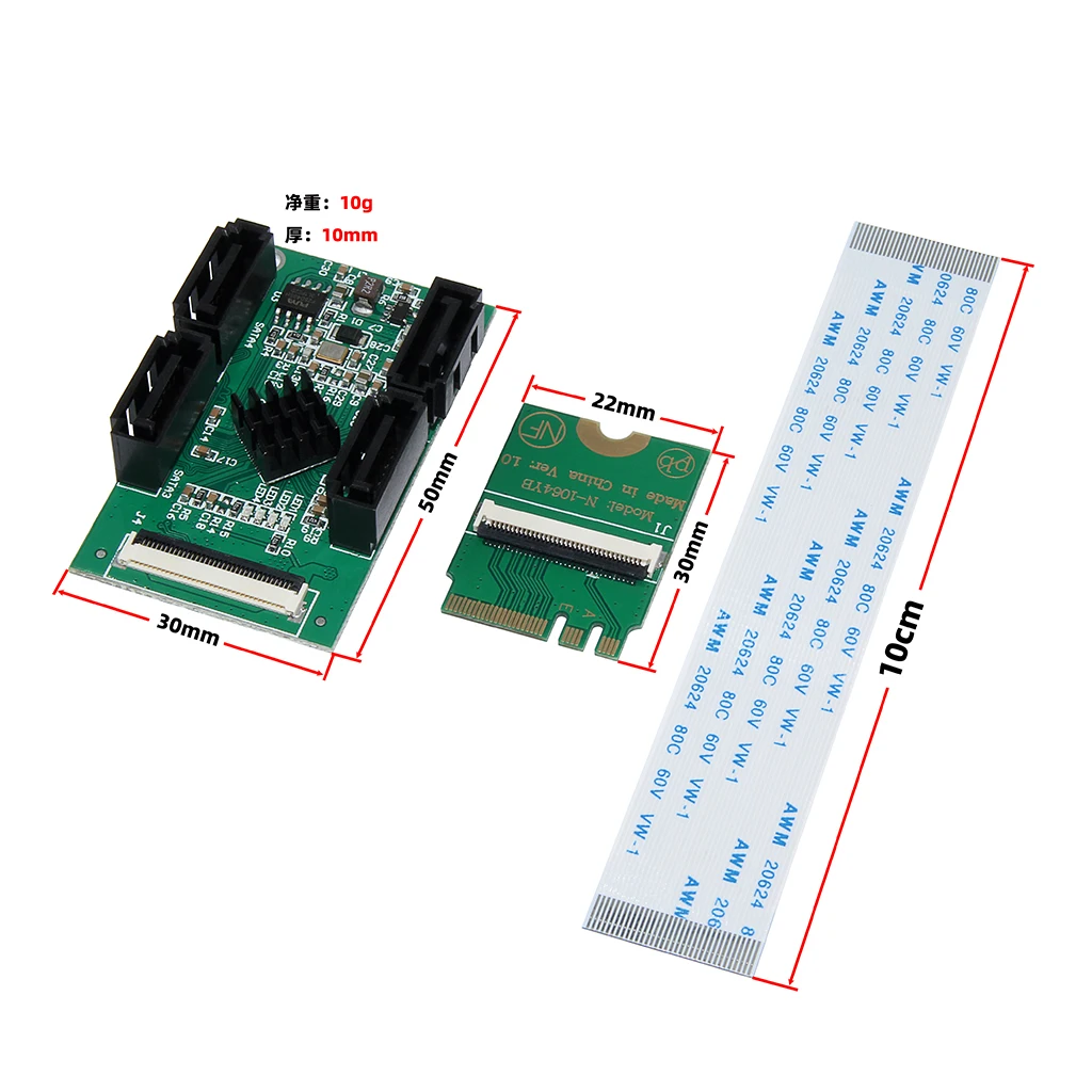 ASM1064 M.2 Wifi To 4 SATA 3.0 Adapter M.2 Wif Extension Cables Connector ASM1064 Adapter Extension Cables
ASM1064 M.2 Wifi To 4 SATA 3.0 Adapter M.2 Wif Extension Cables Connector ASM1064 Adapter Extension Cables