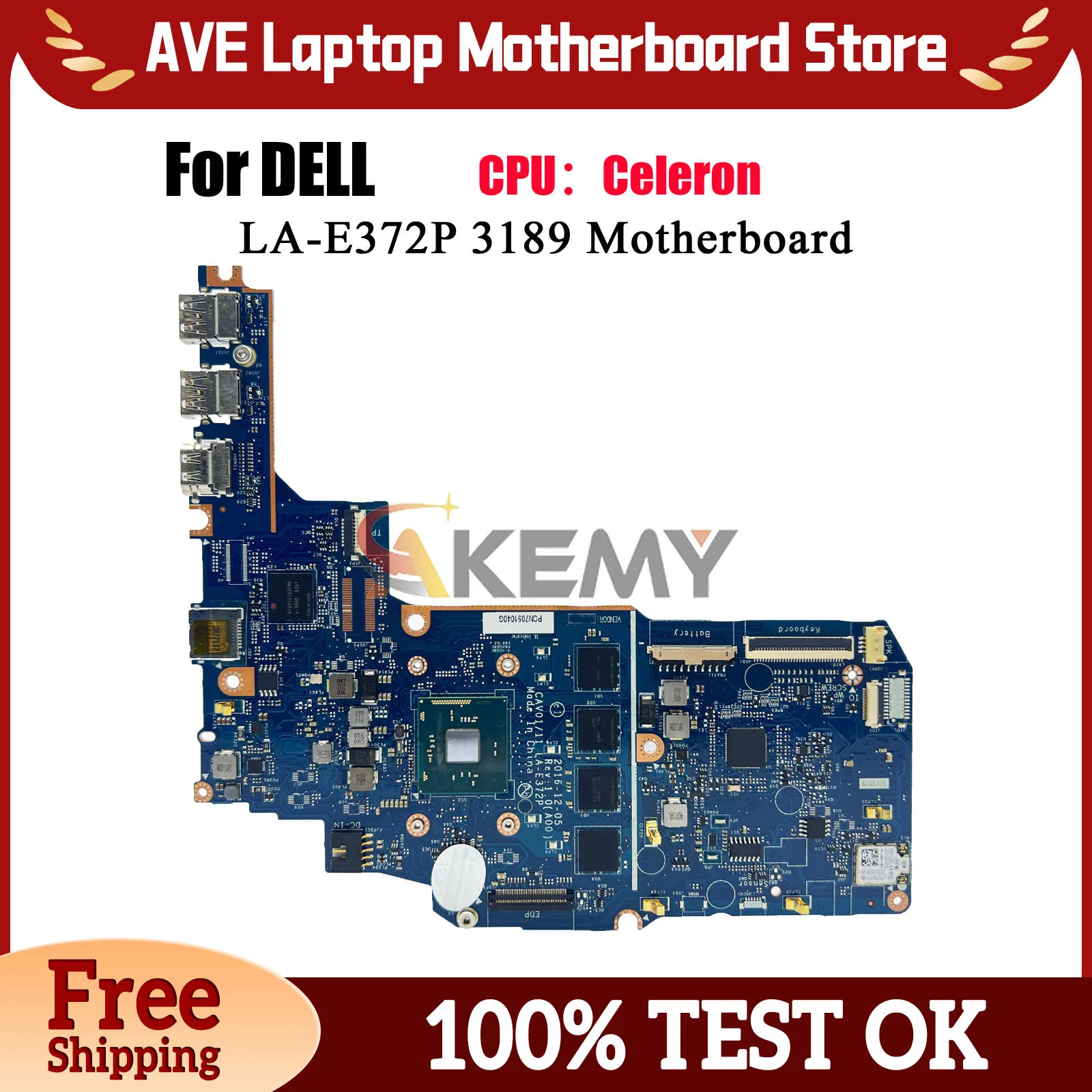 For DELL Chromebook 11 3180 3189 Laptop Motherboard LA-E372P Mainboard CAV01/11 with CPU N3160 N3060 CN-083RWV 01TX65 100% Test
For DELL Chromebook 11 3180 3189 Laptop Motherboard LA-E372P Mainboard CAV01/11 with CPU N3160 N3060 CN-083RWV 01TX65 100% Test