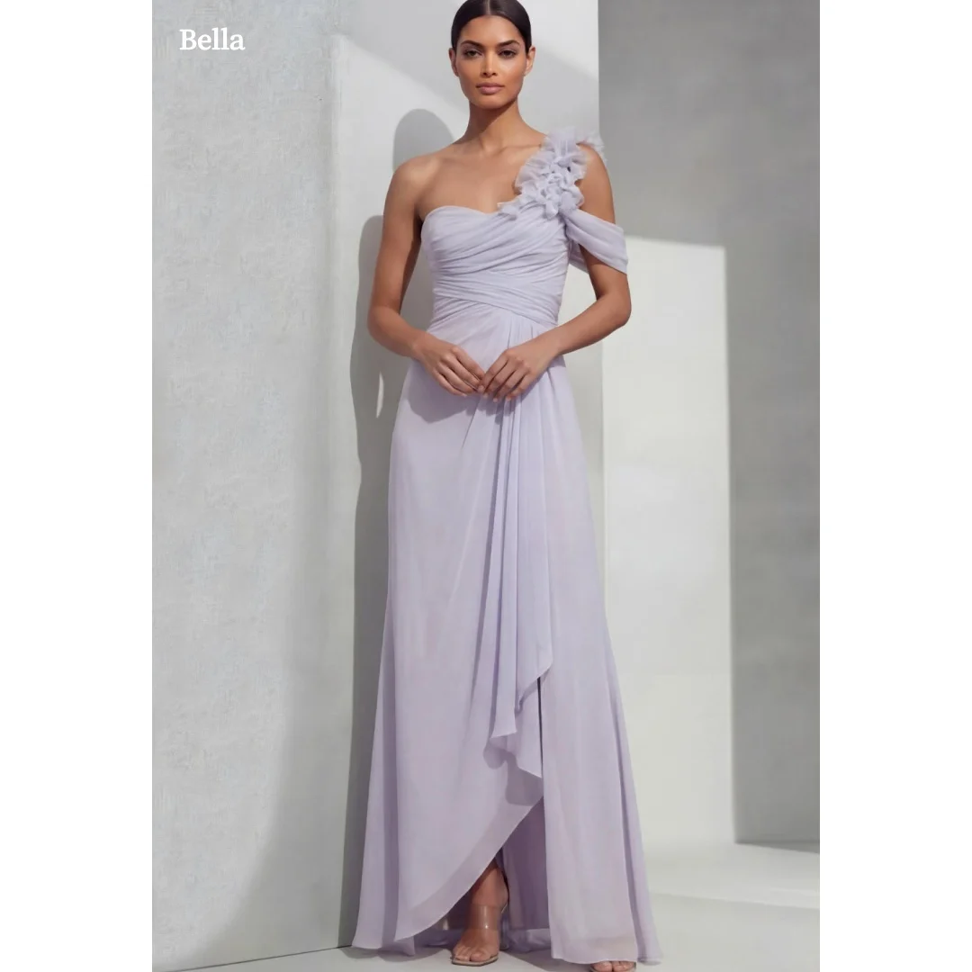 Bella Customized Lavender One Shoulder Chiffon Prom Dress Elegant Floor Length Party Dresses Formal Evening robes de soirée 2026
Bella Customized Lavender One Shoulder Chiffon Prom Dress Elegant Floor Length Party Dresses Formal Evening robes de soirée 2026