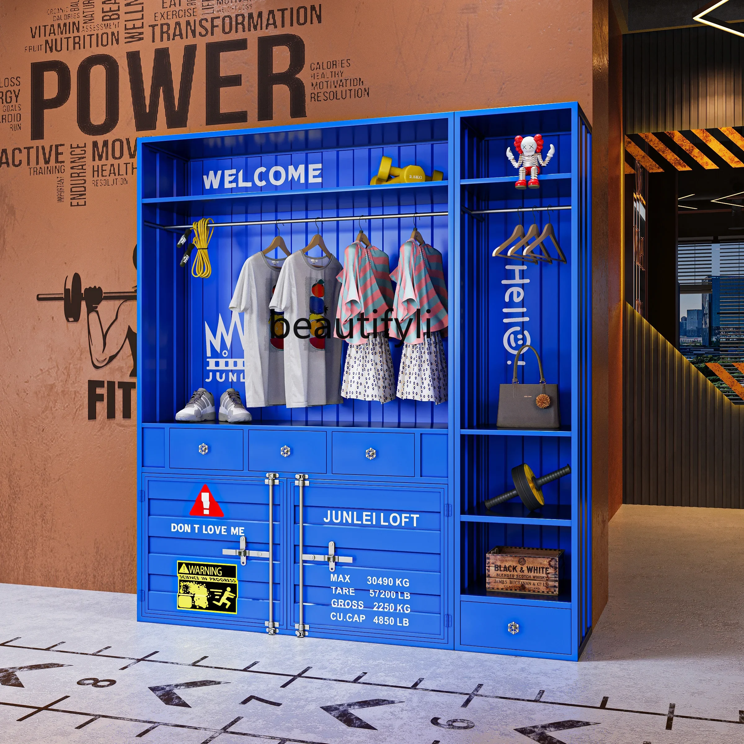 S1001Industrial style clothing store gym retro storage locker container locker
S1001Industrial style clothing store gym retro storage locker container locker