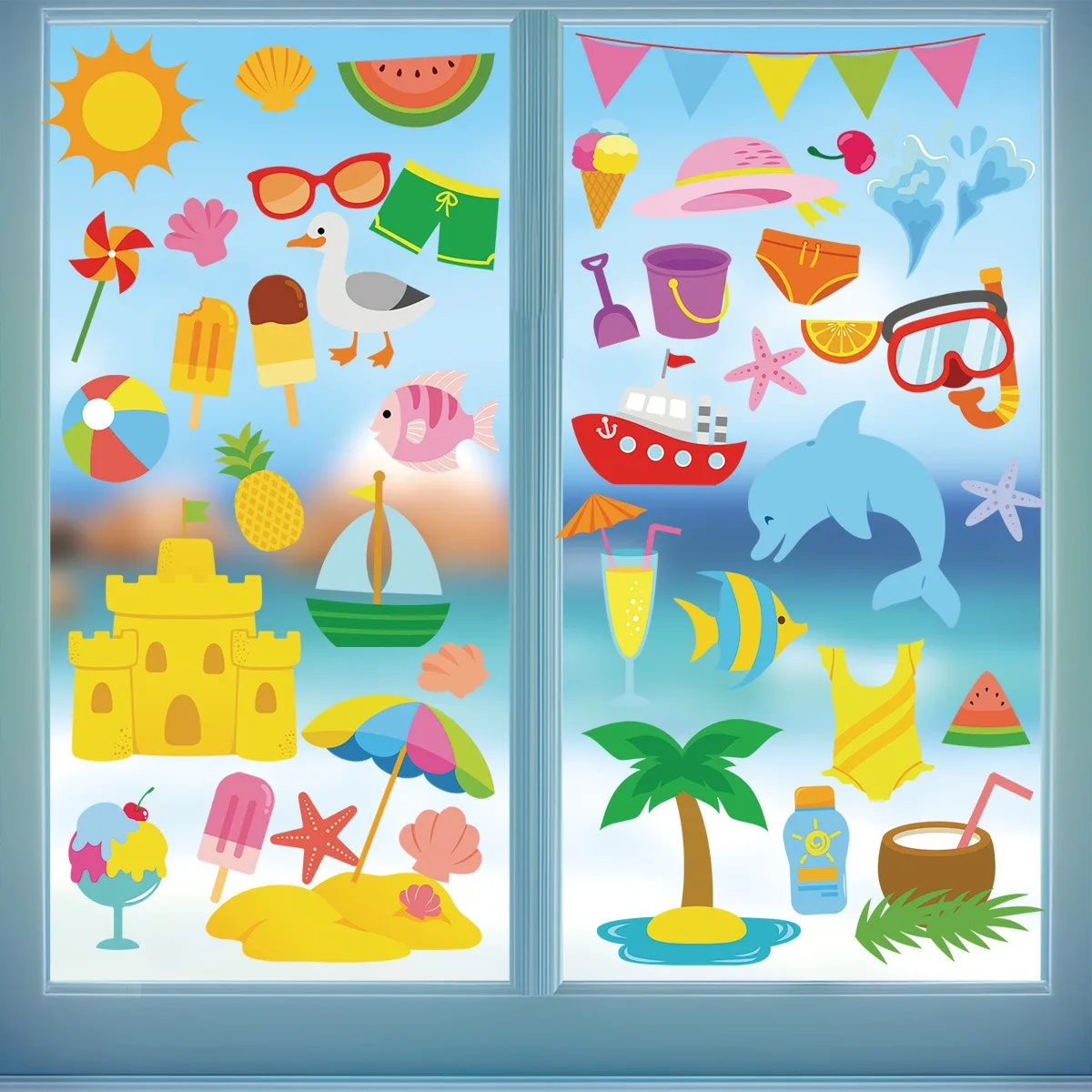Summer Window Stickers Colorful Dolphin Seagull Fish Static Cling Decals Home Wall Glass Decor
Summer Window Stickers Colorful Dolphin Seagull Fish Static Cling Decals Home Wall Glass Decor