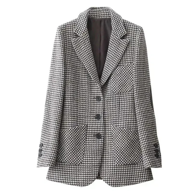 Women's Mid-Long Slim Temperament Suit Jackets Female Biazer Femme Elegant Mujer Blousers 790 Houndstooth Woolen Suit Jacket
Women's Mid-Long Slim Temperament Suit Jackets Female Biazer Femme Elegant Mujer Blousers 790 Houndstooth Woolen Suit Jacket