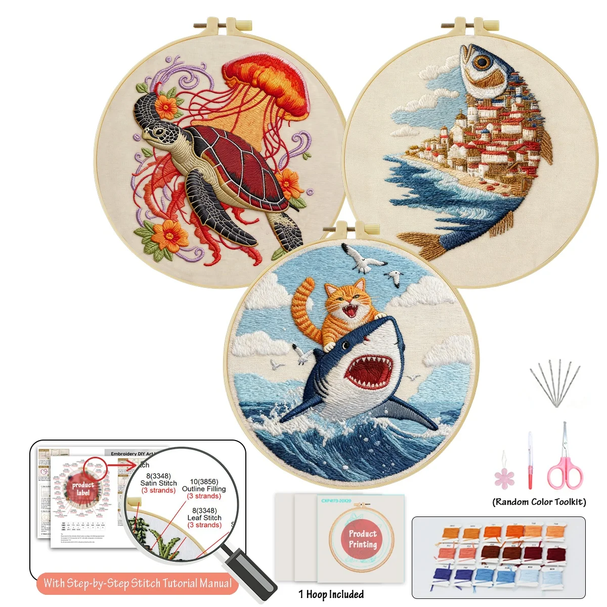 3pc of DIY embroidery material kits for beginner, including needles, threads, embroide Starter Kit Cross Stitch Art for Gift
3pc of DIY embroidery material kits for beginner, including needles, threads, embroide Starter Kit Cross Stitch Art for Gift