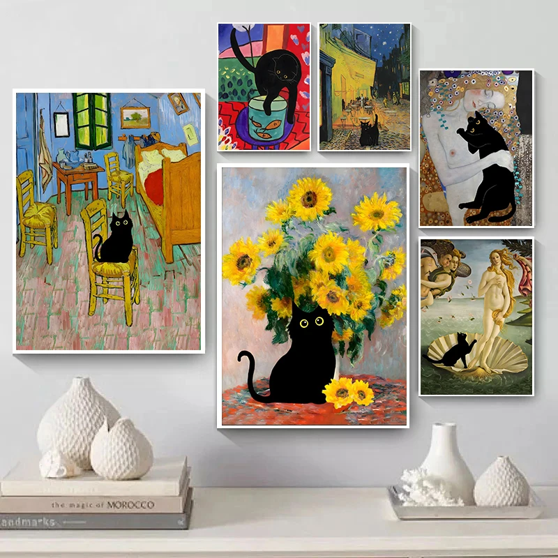 Modern Black Cat Funny Canvas Paintings Posters and Prints Famous Wall Art Pictures for Living Room Home Decoration Cuadros
Modern Black Cat Funny Canvas Paintings Posters and Prints Famous Wall Art Pictures for Living Room Home Decoration Cuadros