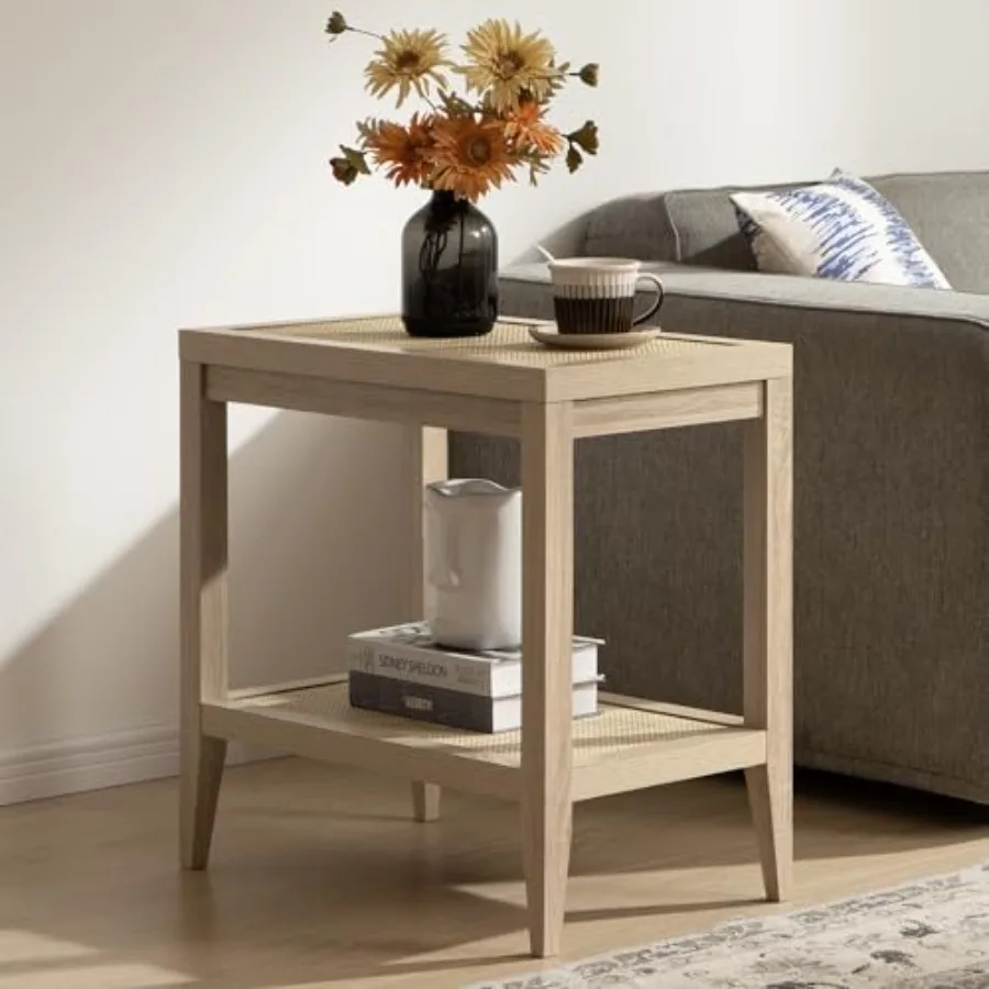 Rattan Nightstand Bedside Table for Bedroom Living Room Small Spaces - Light Oak Farmhouse Boho Style with 2 Open Rattan Shelve
Rattan Nightstand Bedside Table for Bedroom Living Room Small Spaces - Light Oak Farmhouse Boho Style with 2 Open Rattan Shelve