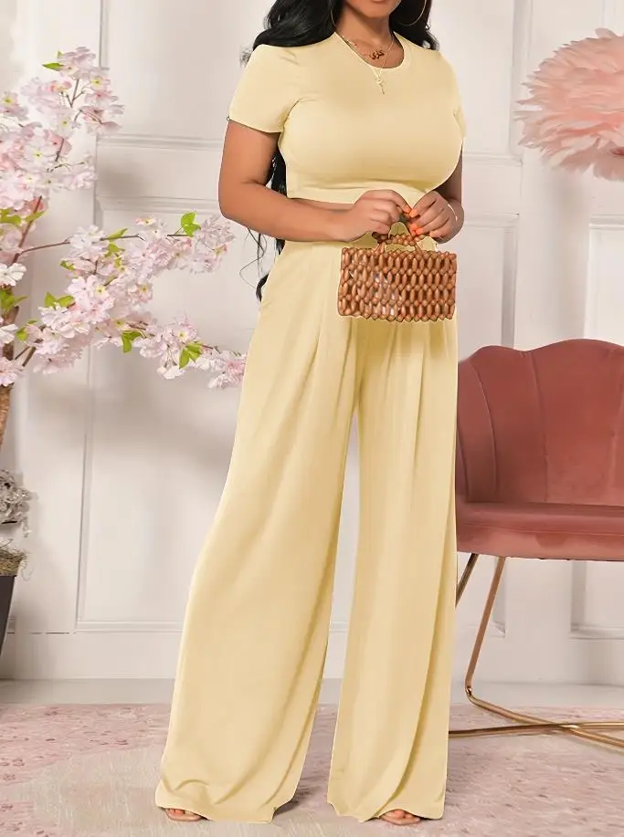 Women's 2024 Summer Elegant Simplicity Solid Color Set Casual Versatile Open Waist Flared Pants Casual Two-Piece Set
Women's 2024 Summer Elegant Simplicity Solid Color Set Casual Versatile Open Waist Flared Pants Casual Two-Piece Set