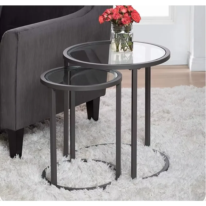 Round Sofa Coffee Table Glass Nesting Side Table with Metal Frame
Round Sofa Coffee Table Glass Nesting Side Table with Metal Frame