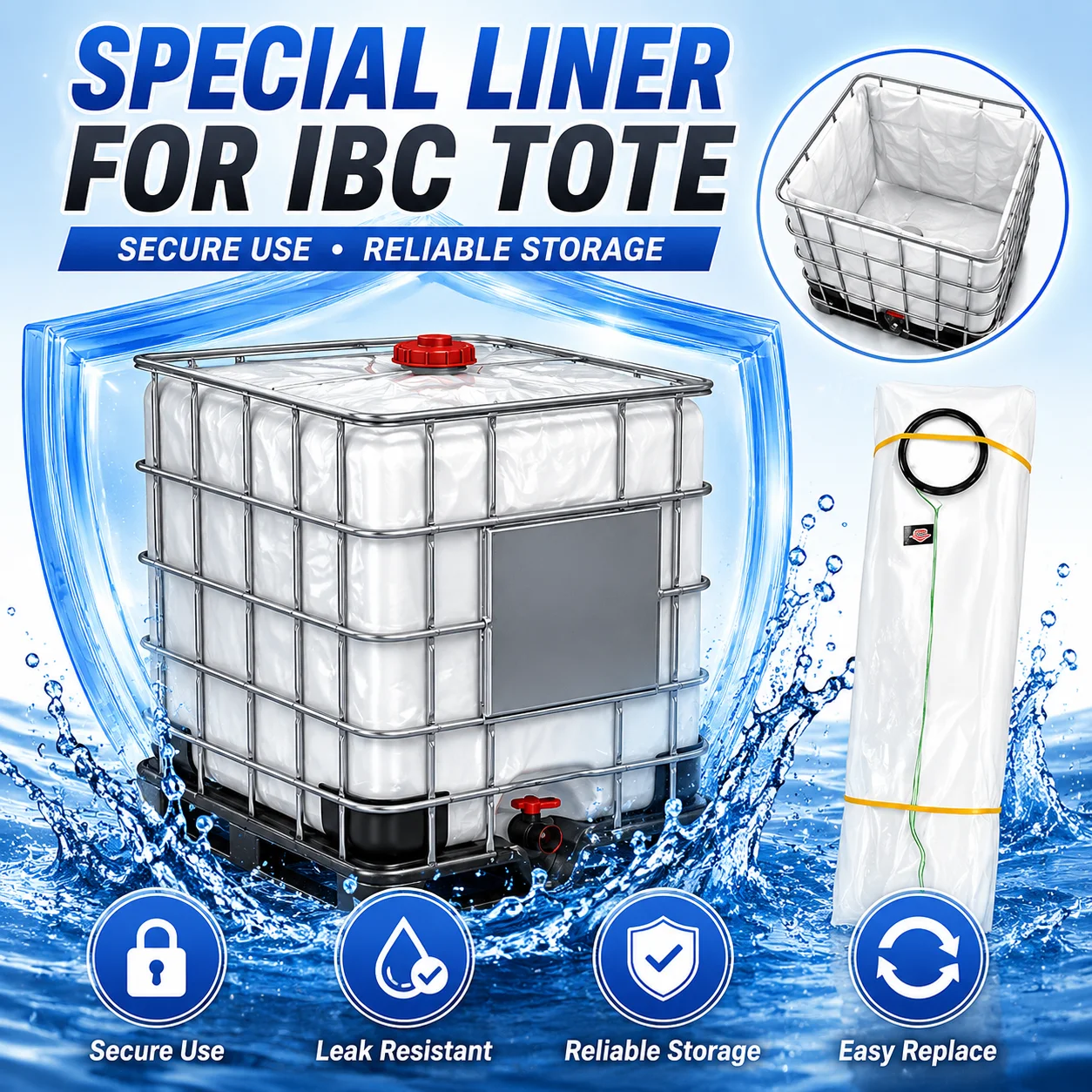1000L IBC Container Liner Insert for 275/330 Gallon Tote Tanks, Heavy Duty Inner Storage Bag for Water and Liquid Management, Disposable Replacement Liner Suitable for Farming, Warehousing, Transport and General Storage Use
1000L IBC Container Liner Insert for 275/330 Gallon Tote Tanks, Heavy Duty Inner Storage Bag for Water and Liquid Management, Disposable Replacement Liner Suitable for Farming, Warehousing, Transport and General Storage Use