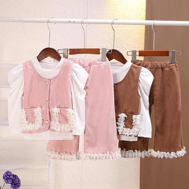 Infant Girls Spring Suit Children Corduroy Vest Long-sleeved Tops+Pants 3Pcs Outfits Baby Girl Autumn Fashion Three-piece Suit
Infant Girls Spring Suit Children Corduroy Vest Long-sleeved Tops+Pants 3Pcs Outfits Baby Girl Autumn Fashion Three-piece Suit