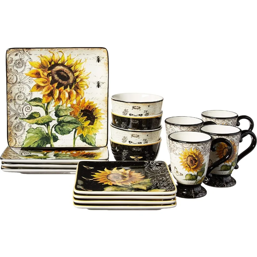 Plate Set, Sunflower 16 Pc Dinnerware Sets, Each Includes Dinner Plates, Salad/dessert Plates, Mugs, Ice Cream Bowls, Plate Set
Plate Set, Sunflower 16 Pc Dinnerware Sets, Each Includes Dinner Plates, Salad/dessert Plates, Mugs, Ice Cream Bowls, Plate Set