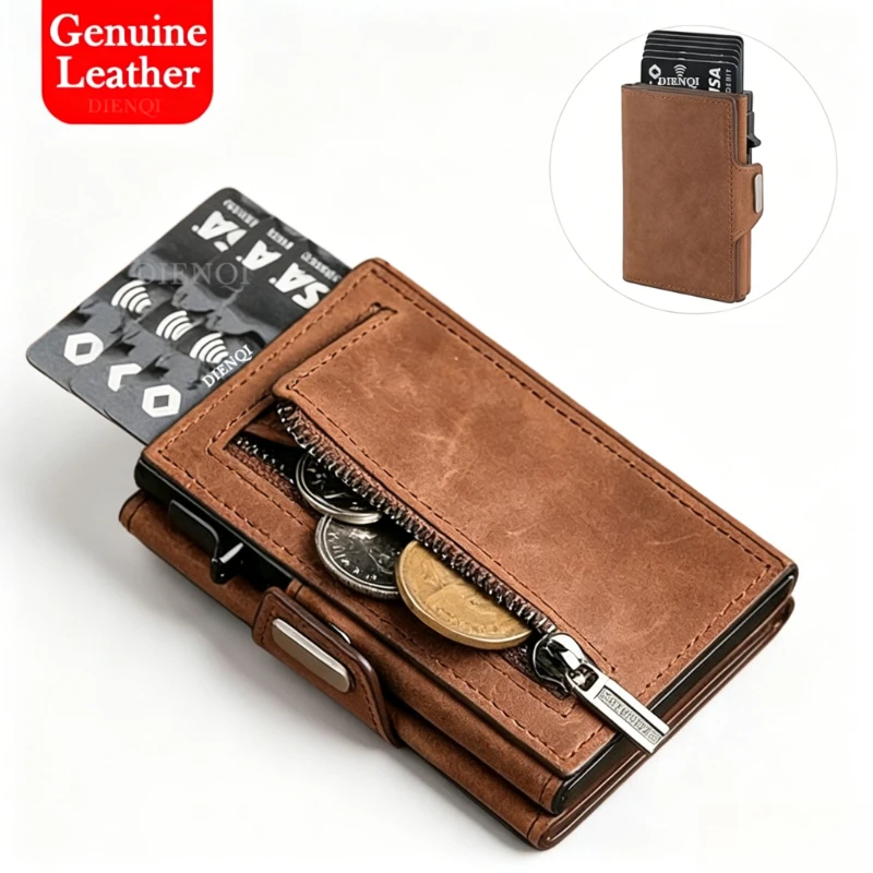 RFID Blocking Genuine Leather Pop-Up Wallet Slim Card Holder with Coin Pocket & Quick Access Compact Anti-Scan Organizer for Men
RFID Blocking Genuine Leather Pop-Up Wallet Slim Card Holder with Coin Pocket & Quick Access Compact Anti-Scan Organizer for Men
