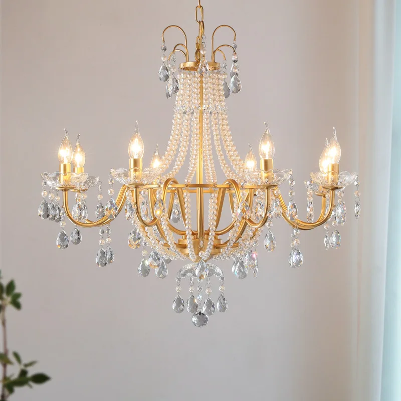 American crystal lamp, French retro pearl pendant lamp, medieval villa living room, dining room, bedroom, duplex building, grand
American crystal lamp, French retro pearl pendant lamp, medieval villa living room, dining room, bedroom, duplex building, grand