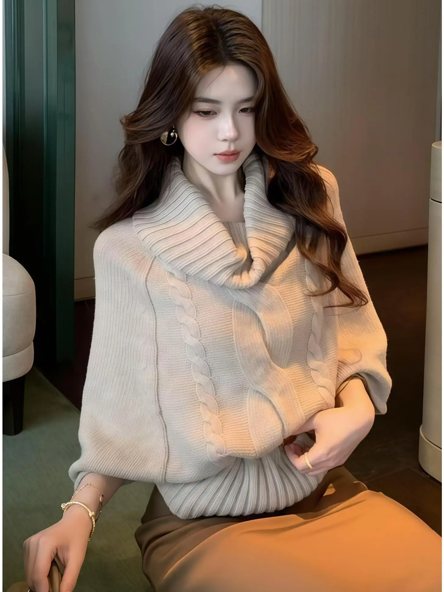 Turtlene Twist Knit Sweater Women's Faion Autumn 2025 New Sle Layering Medium Sve Overhead Knitted Top
Turtlene Twist Knit Sweater Women's Faion Autumn 2025 New Sle Layering Medium Sve Overhead Knitted Top