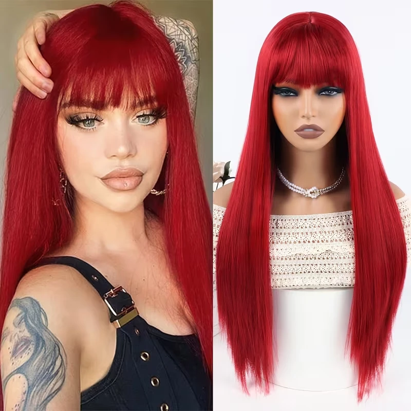 Long straight hair red 26-inch synthetic wig for Halloween cosplay, daily party, wig for hot weather, wig headband
Long straight hair red 26-inch synthetic wig for Halloween cosplay, daily party, wig for hot weather, wig headband
