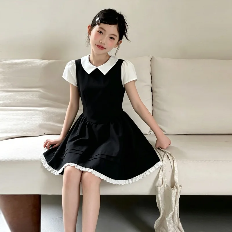 Princess Dress Summer 2026 Girls Elegant Temperament Short Sleeve Black White Color Block Waisted Dress Children Clothes
Princess Dress Summer 2026 Girls Elegant Temperament Short Sleeve Black White Color Block Waisted Dress Children Clothes