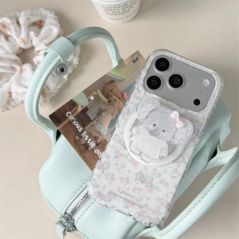 New Fashion iPhone case Cute Pastel Floral Elephant Magnetic Phone Case With Stand Shockproof Clear Cover For iPhone 17 16 15 Pr
New Fashion iPhone case Cute Pastel Floral Elephant Magnetic Phone Case With Stand Shockproof Clear Cover For iPhone 17 16 15 Pr