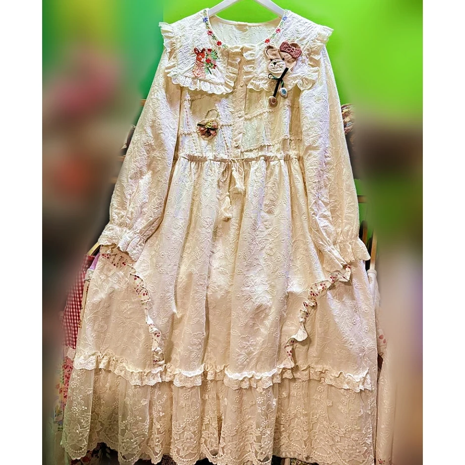 Cottagecore Cotton Lace Embroidery Evening Long Dress Women Vintage Retro Chic Mori Girl Lolita Kawaii Sweet Harajuku Midi Dress
Cottagecore Cotton Lace Embroidery Evening Long Dress Women Vintage Retro Chic Mori Girl Lolita Kawaii Sweet Harajuku Midi Dress