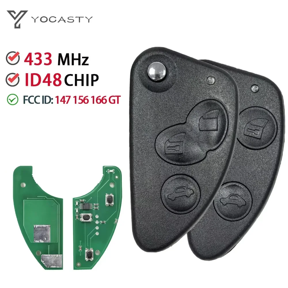 YOCASTY 433MHz ID48 Chip Flip Remote Key For Alfa Romeo 147 156 166 GT Replacement Folding Car Key 2/3 Buttons With SIP22 Blade
YOCASTY 433MHz ID48 Chip Flip Remote Key For Alfa Romeo 147 156 166 GT Replacement Folding Car Key 2/3 Buttons With SIP22 Blade