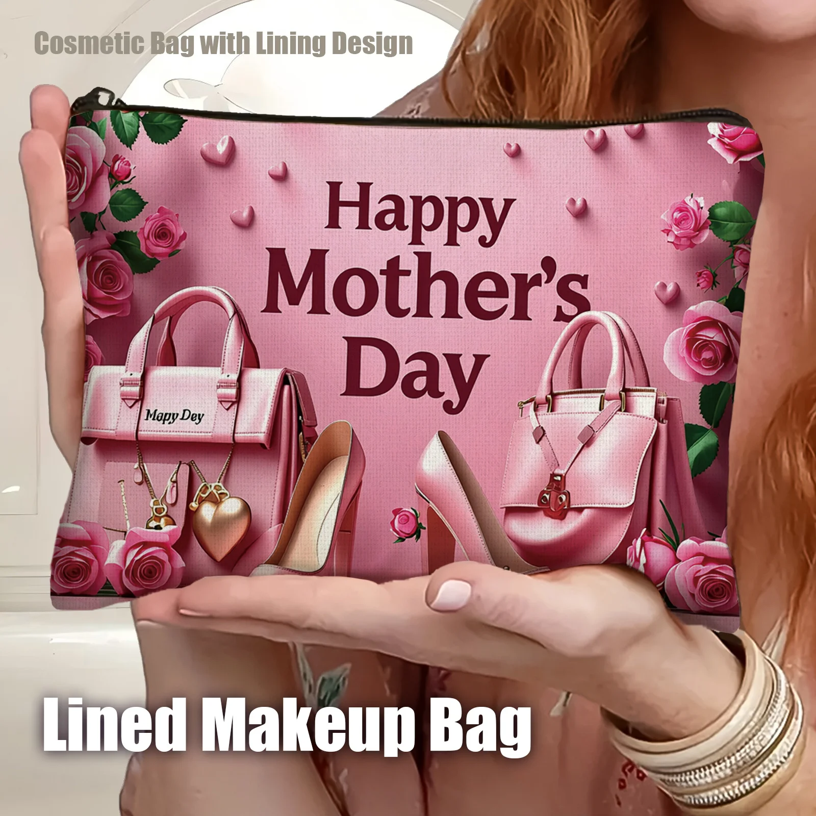 1pc Pink Rose And "Happy Mother'S Day" Slogan Canvas Makeup Bag, Personalized Cosmetic Pouch, Multi-Scene Use,
1pc Pink Rose And "Happy Mother'S Day" Slogan Canvas Makeup Bag, Personalized Cosmetic Pouch, Multi-Scene Use,