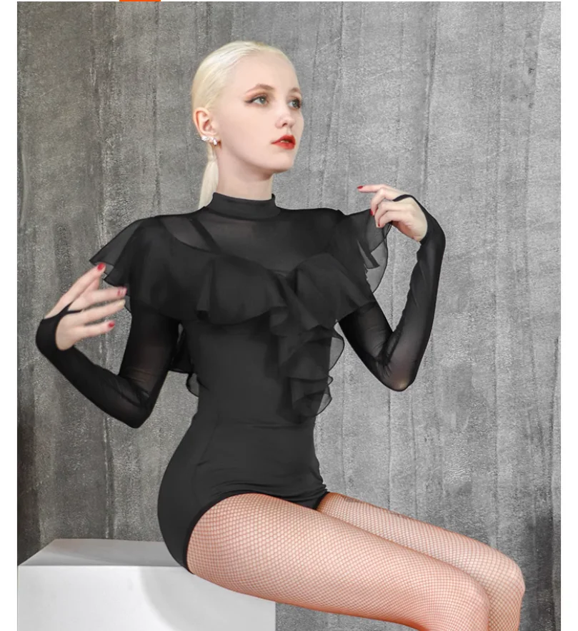 National standard dance top long sleeved flying edge jumpsuit versatile modern clothing
National standard dance top long sleeved flying edge jumpsuit versatile modern clothing