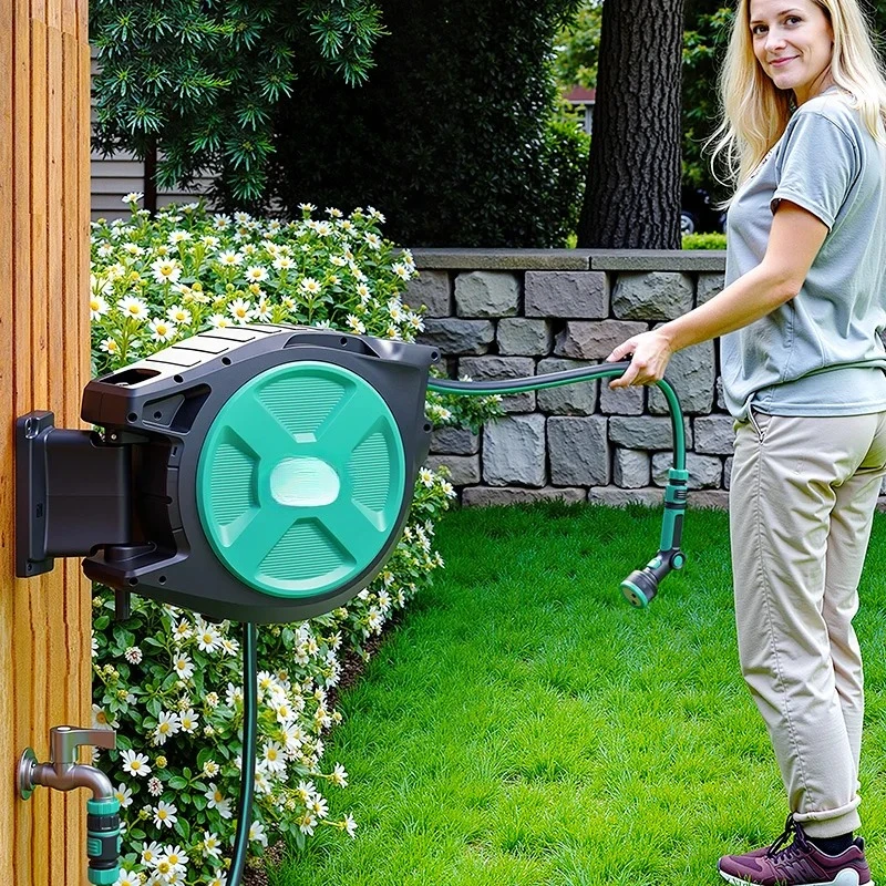 EE Heavy Automatic Retractable Garden Hose Reel Free Locking 180° Free Swivel Wall Mountable Hose Reel Soft PVC Hose
EE Heavy Automatic Retractable Garden Hose Reel Free Locking 180° Free Swivel Wall Mountable Hose Reel Soft PVC Hose