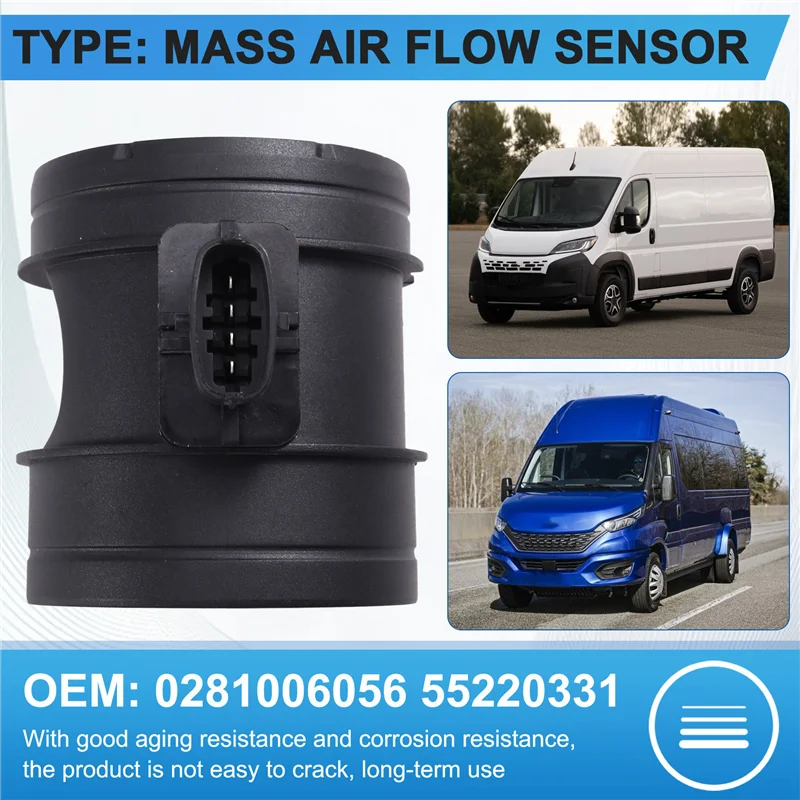 Для Fiat Ducato Iveco Daily 2006-2025 автомобильный датчик массового расхода воздуха 0281006056 55220331
Для Fiat Ducato Iveco Daily 2006-2025 автомобильный датчик массового расхода воздуха 0281006056 55220331