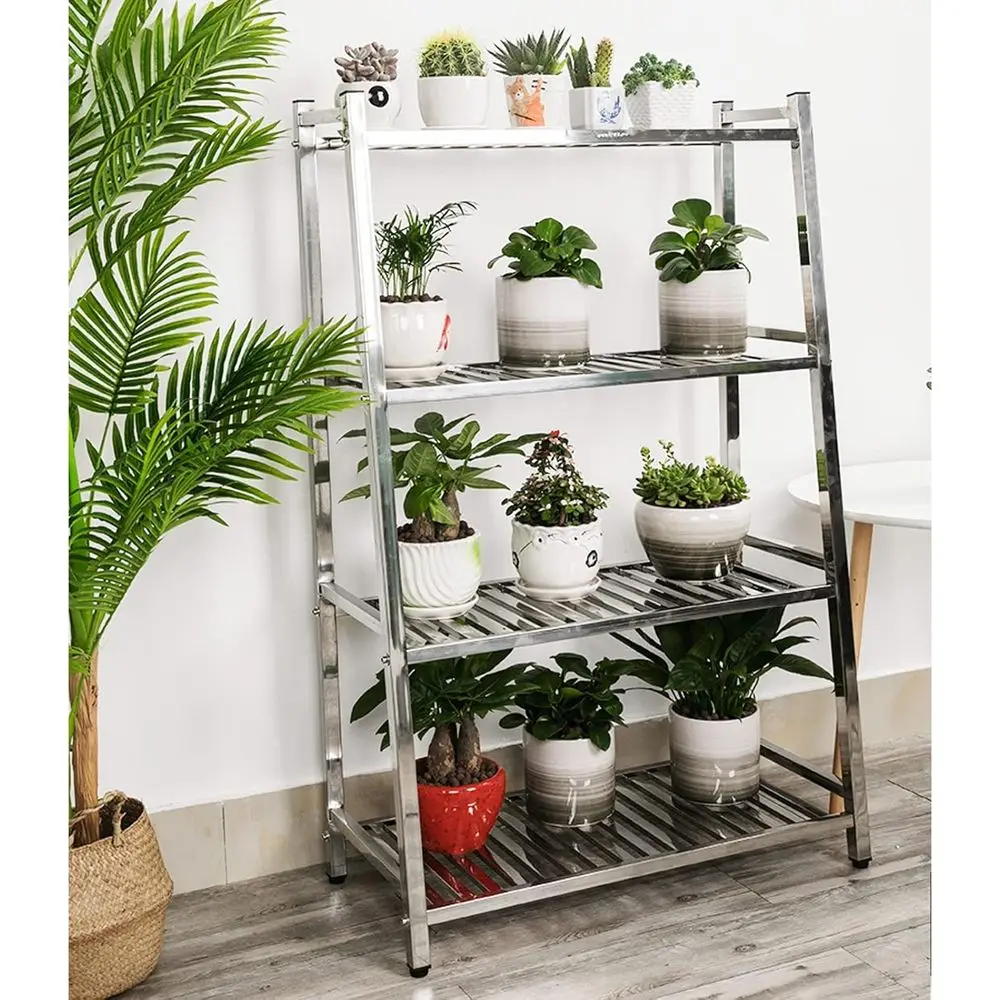 4-Tier Stainless Steel Outdoor Plant Stand, Pot Display Rack for Garden, Patio, Balcony Storage Organizer, 100x36x116cm
4-Tier Stainless Steel Outdoor Plant Stand, Pot Display Rack for Garden, Patio, Balcony Storage Organizer, 100x36x116cm