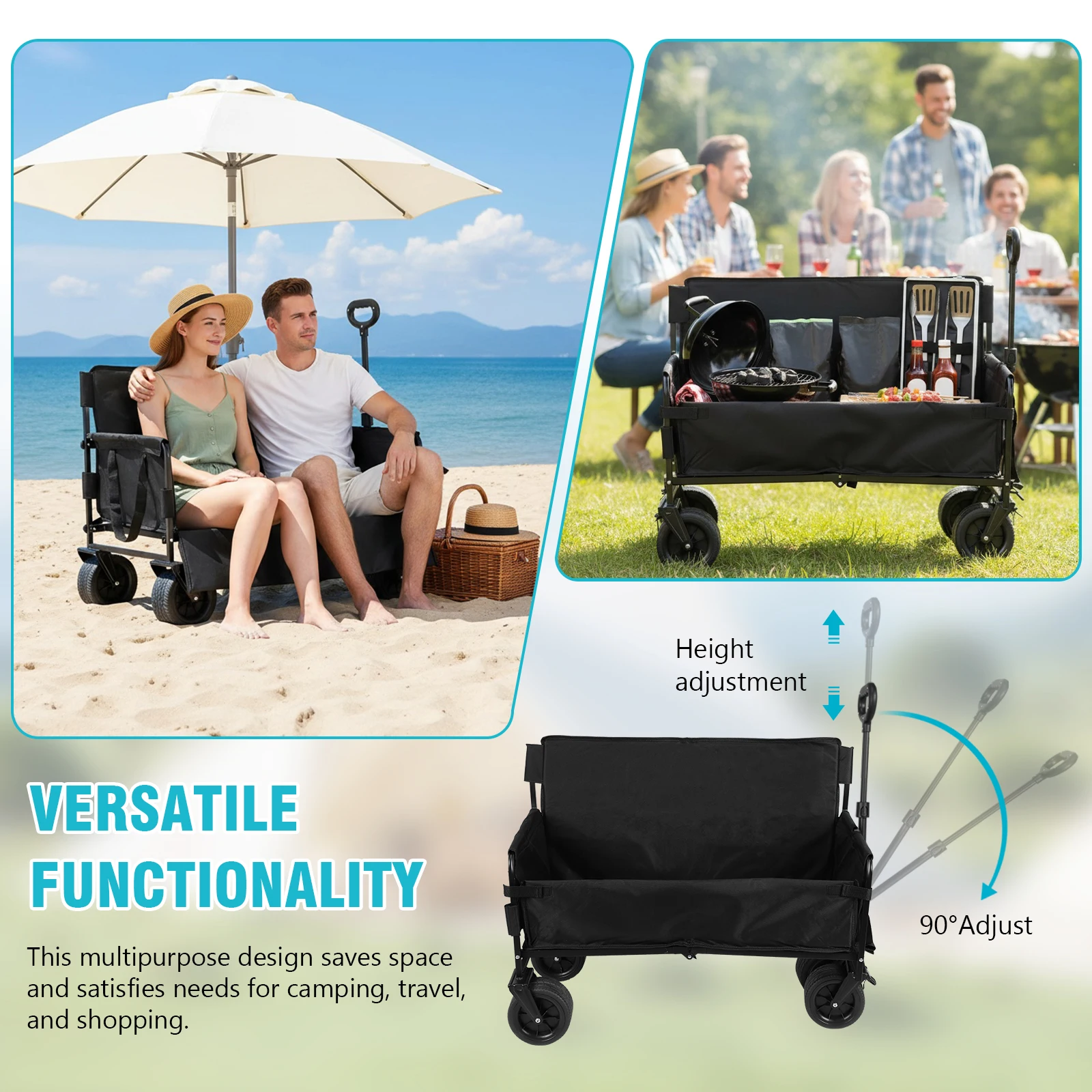 Large Capacity Collapsible Wagon Cart with Big Wheels Foldable Beach Wagon Cart for Groceries Garden Sport
Large Capacity Collapsible Wagon Cart with Big Wheels Foldable Beach Wagon Cart for Groceries Garden Sport