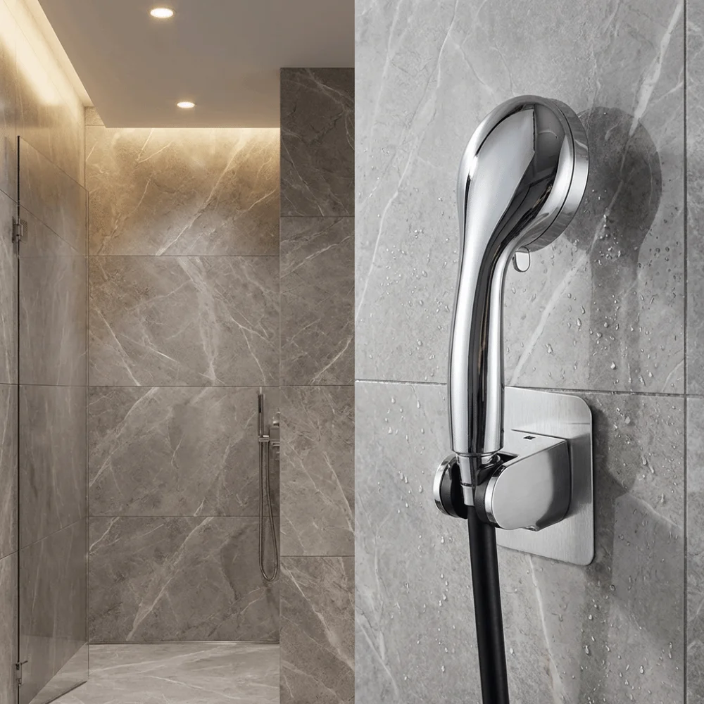 Strong Adhesive Backing Punch-Free Shower Head Bracket Durable Waterproof Material Smooth Edges Handheld Sprayer Holder
Strong Adhesive Backing Punch-Free Shower Head Bracket Durable Waterproof Material Smooth Edges Handheld Sprayer Holder