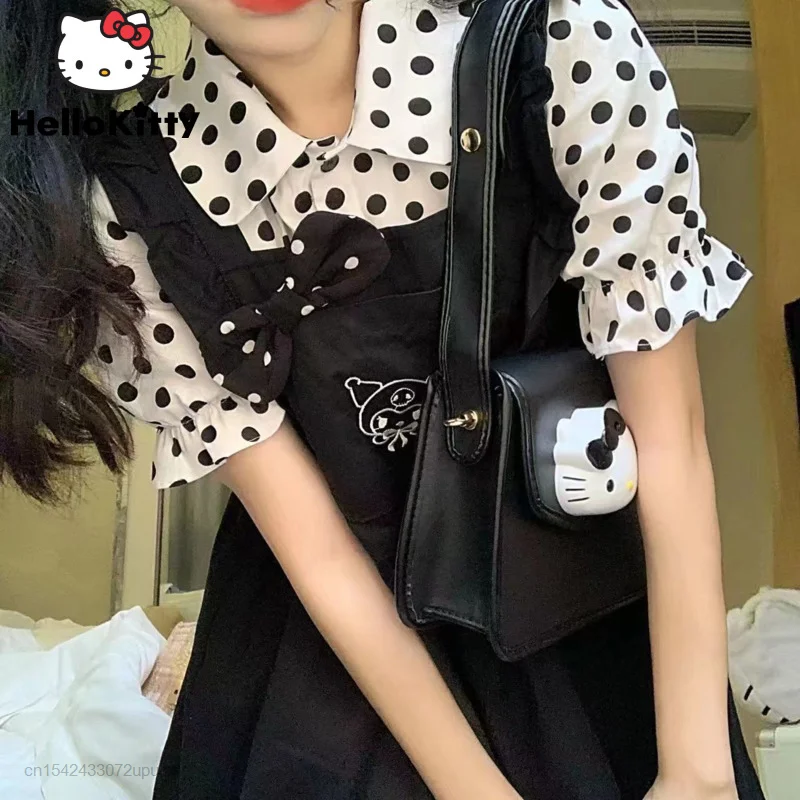 Sanrio Hello Kitty Kuromi Women Summer Cute Outfits Loose Strap Dress Polka Dot Top Shirts Two Piece Set Y2k Aesthetic Clothes
Sanrio Hello Kitty Kuromi Women Summer Cute Outfits Loose Strap Dress Polka Dot Top Shirts Two Piece Set Y2k Aesthetic Clothes
