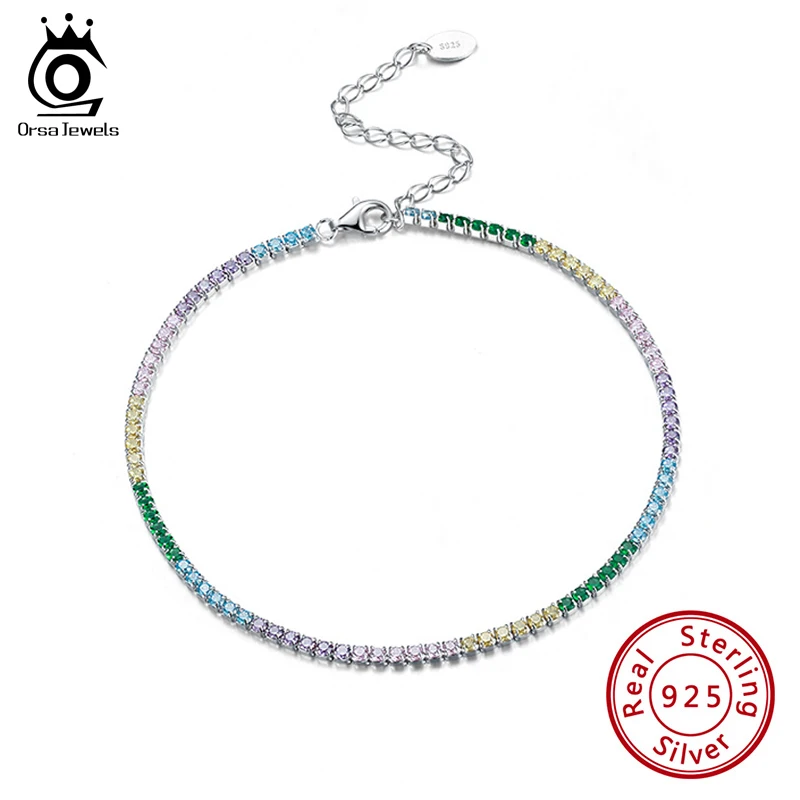 ORSA JEWELS Trendy Bling Tennis Chain Anklets for Women 925 Sterling Silver Colorful Zircon Link Beach Foot Chain Jewelry SA04
ORSA JEWELS Trendy Bling Tennis Chain Anklets for Women 925 Sterling Silver Colorful Zircon Link Beach Foot Chain Jewelry SA04