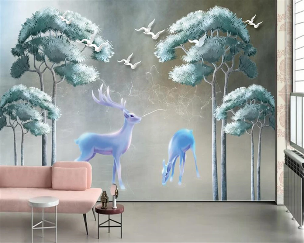 Customized Wallpaper Mural Modern HD Pale Blue Ginkgo Tree Elk 3d Living room sofa TV background wall bedroom restaurant bird
Customized Wallpaper Mural Modern HD Pale Blue Ginkgo Tree Elk 3d Living room sofa TV background wall bedroom restaurant bird