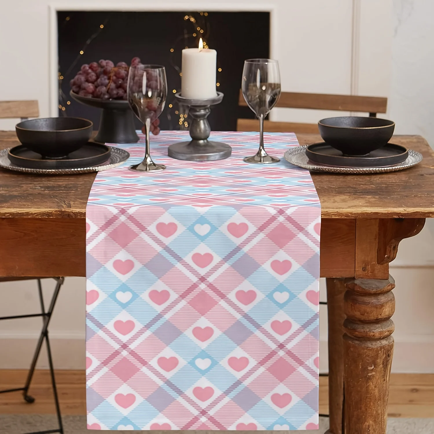 Скатерть на стол ко Дню святого Валентина, 1 шт., розово-голубая клетка с сердечками, элегантный декор для обеденного стола, для кухни, для использования в помещении и на улице
Скатерть на стол ко Дню святого Валентина, 1 шт., розово-голубая клетка с сердечками, элегантный декор для обеденного стола, для кухни, для использования в помещении и на улице