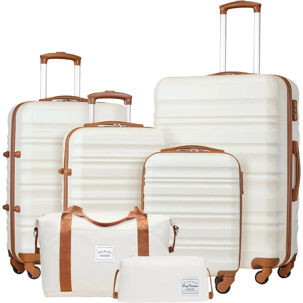 Luggage Set 4 Piece Luggage Set ABS hardshell TSA Lock Spinner Wheels Luggage Carry on Suitcase (WHITE-BROWN, 6 piece set)
Luggage Set 4 Piece Luggage Set ABS hardshell TSA Lock Spinner Wheels Luggage Carry on Suitcase (WHITE-BROWN, 6 piece set)