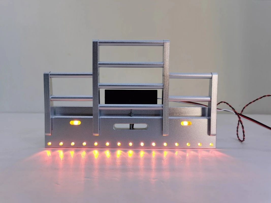 Aluminum Alloy CNC Front Bumper with LED Light Accessories for 1/14 Tamiya RC Truck New King 56344 56301 DIY Car Upgrade Part
Aluminum Alloy CNC Front Bumper with LED Light Accessories for 1/14 Tamiya RC Truck New King 56344 56301 DIY Car Upgrade Part