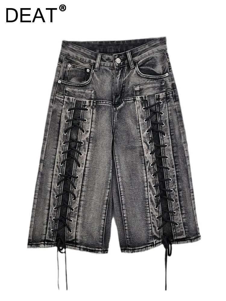 DEAT WomenJeans High Waist Straight Lace-up Patchwork Design Drawstring Knee Length Denim Pants 2024 Autumn New Fashion 29L7735
DEAT WomenJeans High Waist Straight Lace-up Patchwork Design Drawstring Knee Length Denim Pants 2024 Autumn New Fashion 29L7735