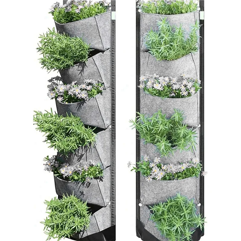 YLS-2X 6 Pockets Garden Wall Hanging Planting Bags Vegetable Green Plant Grow Planter Gray
YLS-2X 6 Pockets Garden Wall Hanging Planting Bags Vegetable Green Plant Grow Planter Gray