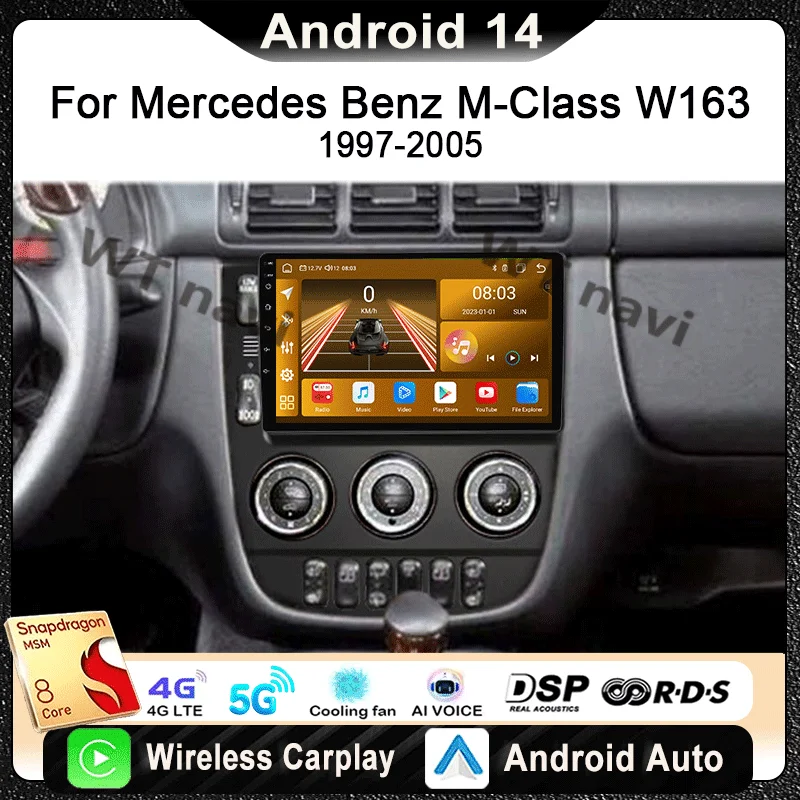 For Mercedes Benz M-Class W163 ML 1997 - 2005 Car Radio Multimedia Video Player Navigation Stereo GPS Android 14 Carplay Auto
For Mercedes Benz M-Class W163 ML 1997 - 2005 Car Radio Multimedia Video Player Navigation Stereo GPS Android 14 Carplay Auto