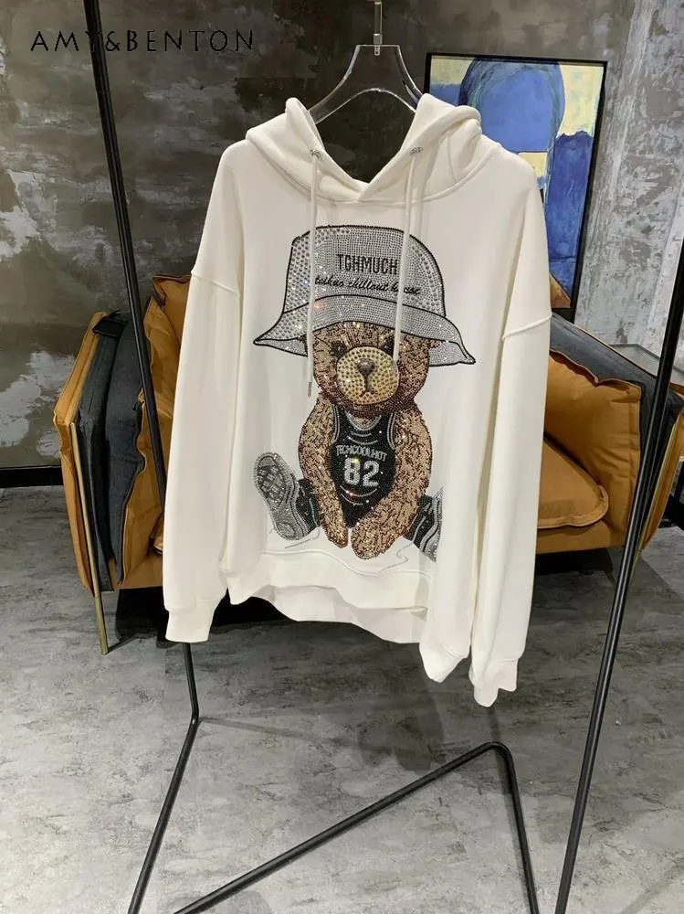 New Autumn White Hooded Sweatshirt Rhinestone Full Diamond Casual Male and Female Trendy Brand Big Wings Sweatshirt Ladies
New Autumn White Hooded Sweatshirt Rhinestone Full Diamond Casual Male and Female Trendy Brand Big Wings Sweatshirt Ladies