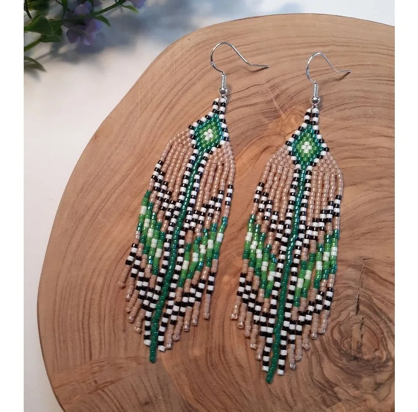 Beaded earrings Geometry Gradient color Hand-woven Tassel Alloy Bohemia Trend Simple Original Pattern female Rice bead earrings
Beaded earrings Geometry Gradient color Hand-woven Tassel Alloy Bohemia Trend Simple Original Pattern female Rice bead earrings